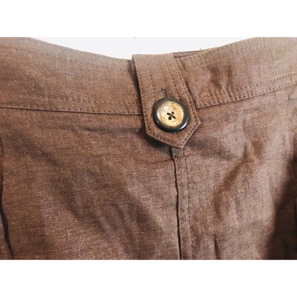 NEW BCBGMAXAZRIA LINEN BLEND SKIRT Brown Oak Button Detail Sz 10 MSRP $88 - Picture 4 of 5